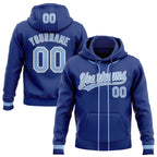 Custom Stitched Royal Light Blue-White Baseball Pullover Sweatshirt Hoodie photo 1