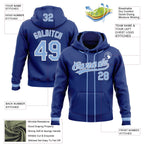 Custom Stitched Royal Light Blue-White Baseball Pullover Sweatshirt Hoodie photo 2