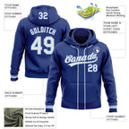 Custom Stitched Royal White-Light Blue Baseball Pullover Sweatshirt Hoodie photo 2