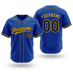 Custom Stitched Royal Black-Gold Baseball Pullover Sweatshirt Hoodie