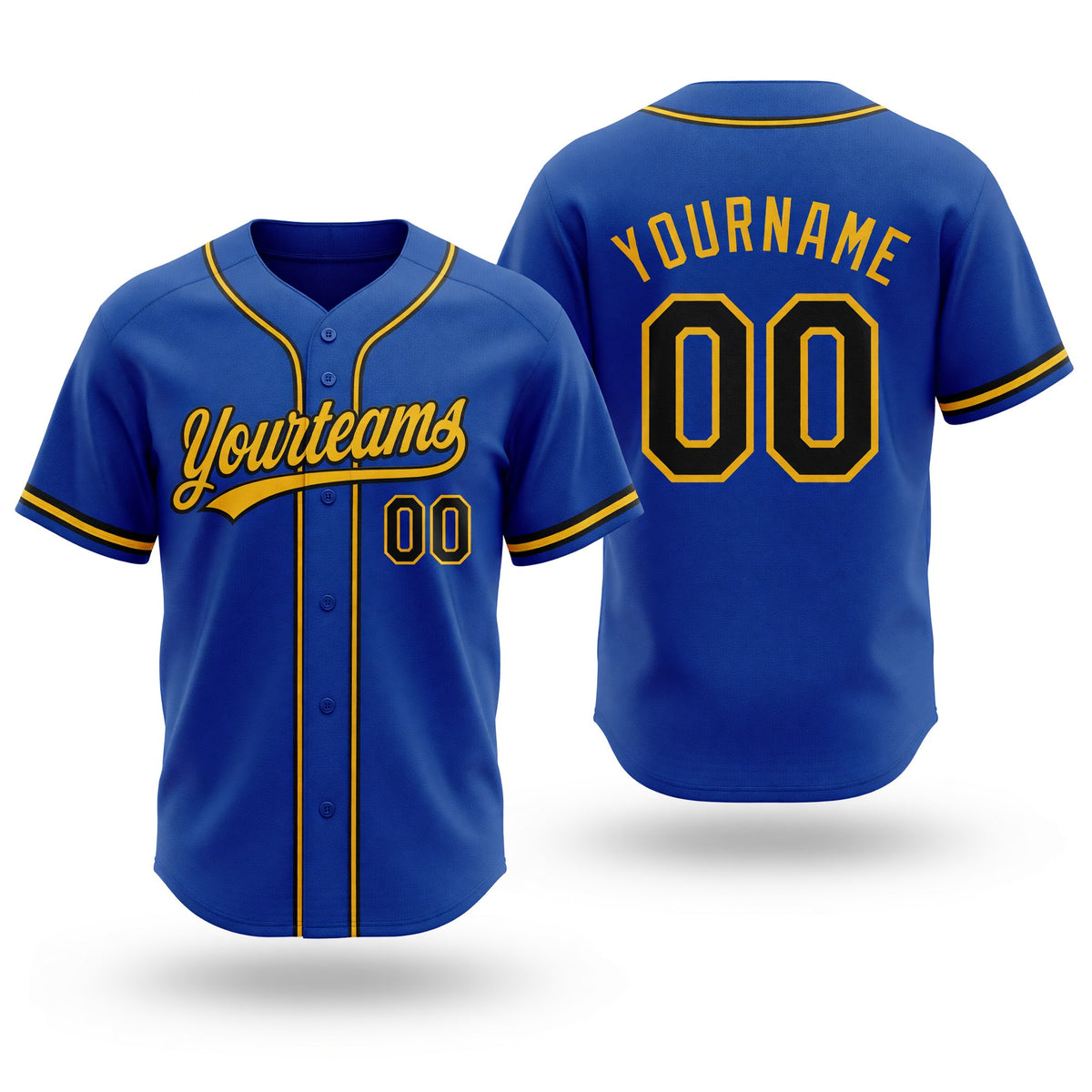 Custom Stitched Royal Black-Gold Baseball Pullover Sweatshirt Hoodie
