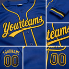 Custom Stitched Royal Black-Gold Baseball Pullover Sweatshirt Hoodie detail