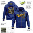 Custom Stitched Royal Black-Gold Baseball Pullover Sweatshirt Hoodie photo 2