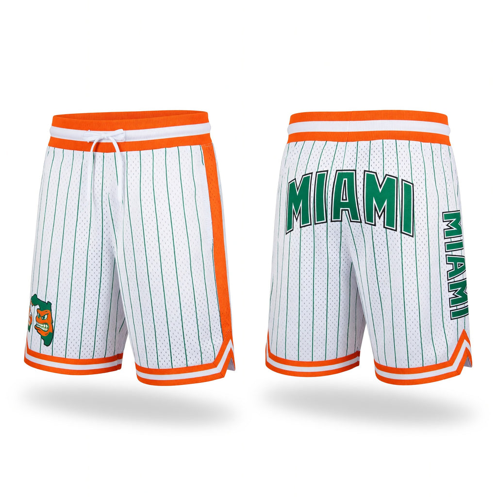 Custom White Kelly Green Pinstripe Kelly Green-Orange GREAT STATE OF MIAMI Authentic Basketball Shorts