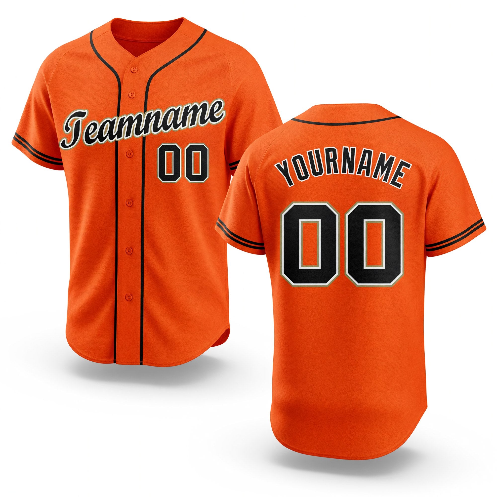Custom Orange Black Cream-Old Gold Baseball Jersey