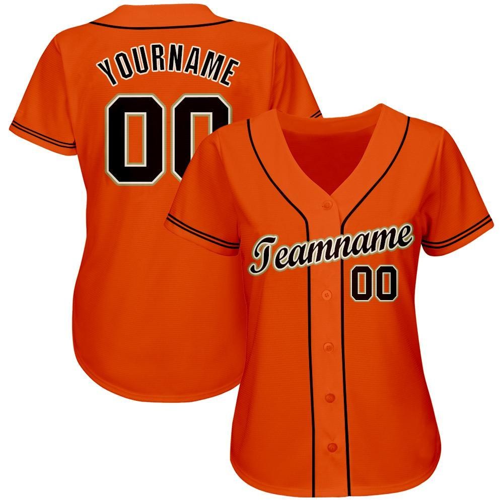 Custom Orange Black Cream-Old Gold Baseball Jersey photo 2
