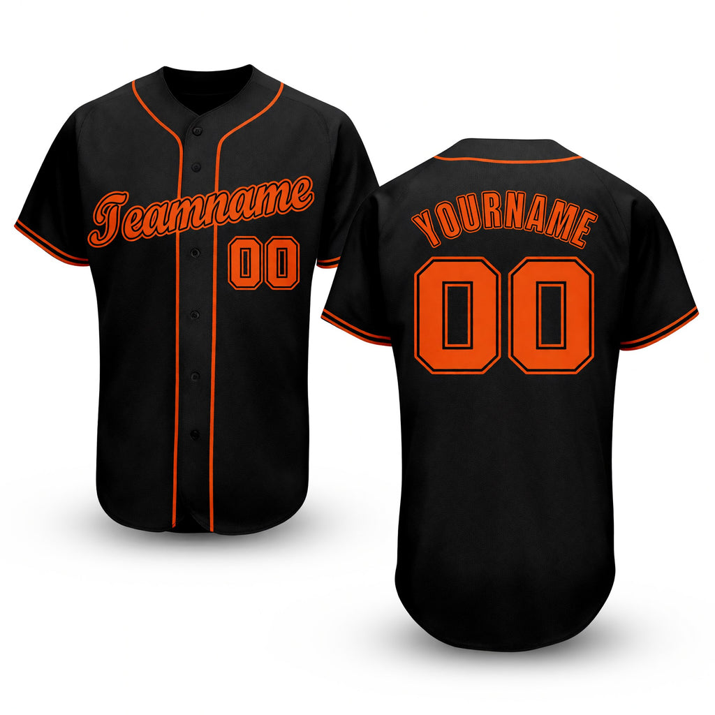 Custom Black Orange Baseball Jersey