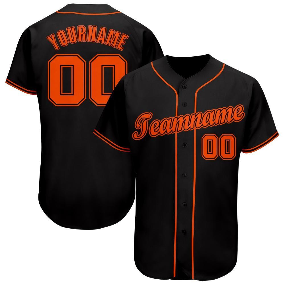Custom Black Orange Baseball Jersey photo 1