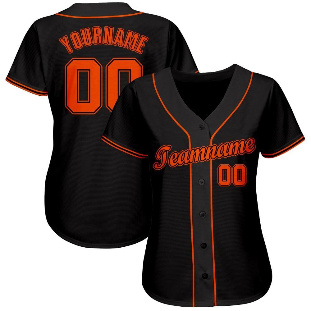 Custom Black Orange Baseball Jersey photo 2