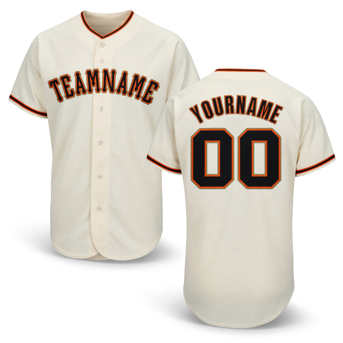 Custom Cream Black Orange-Old Gold Baseball Jersey
