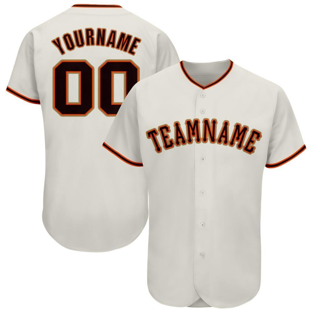 Custom Cream Black Orange-Old Gold Baseball Jersey photo 1