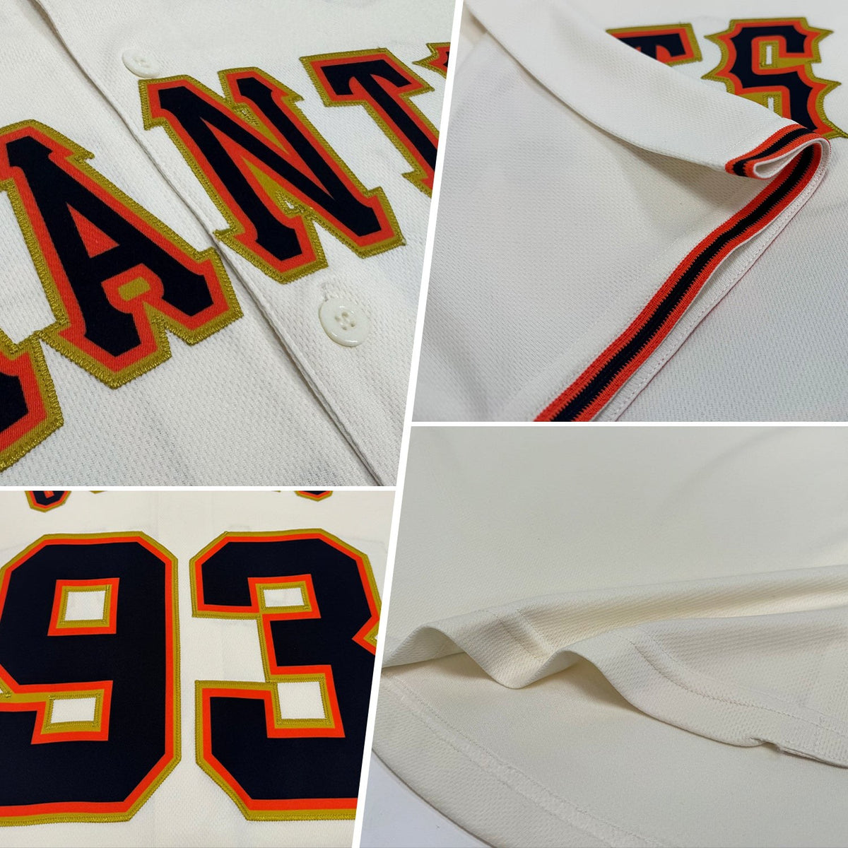 Custom Cream Black Orange-Old Gold Baseball Jersey photo 2