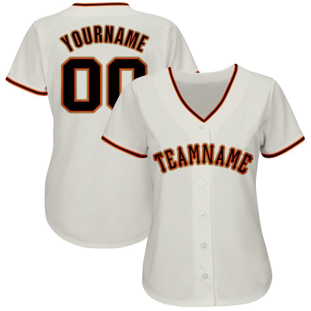 Custom Cream Black Orange-Old Gold Baseball Jersey photo 3