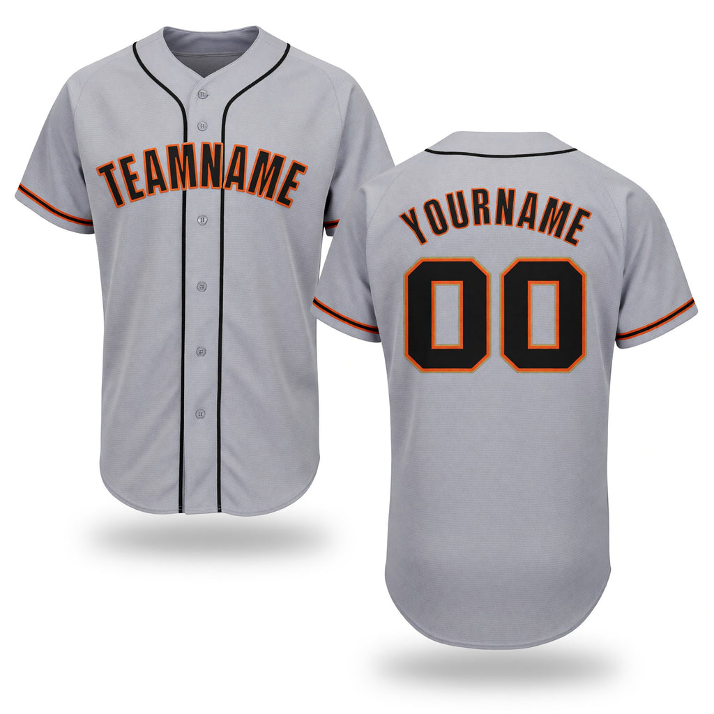 Custom Gray Black Orange-Old Gold Baseball Jersey