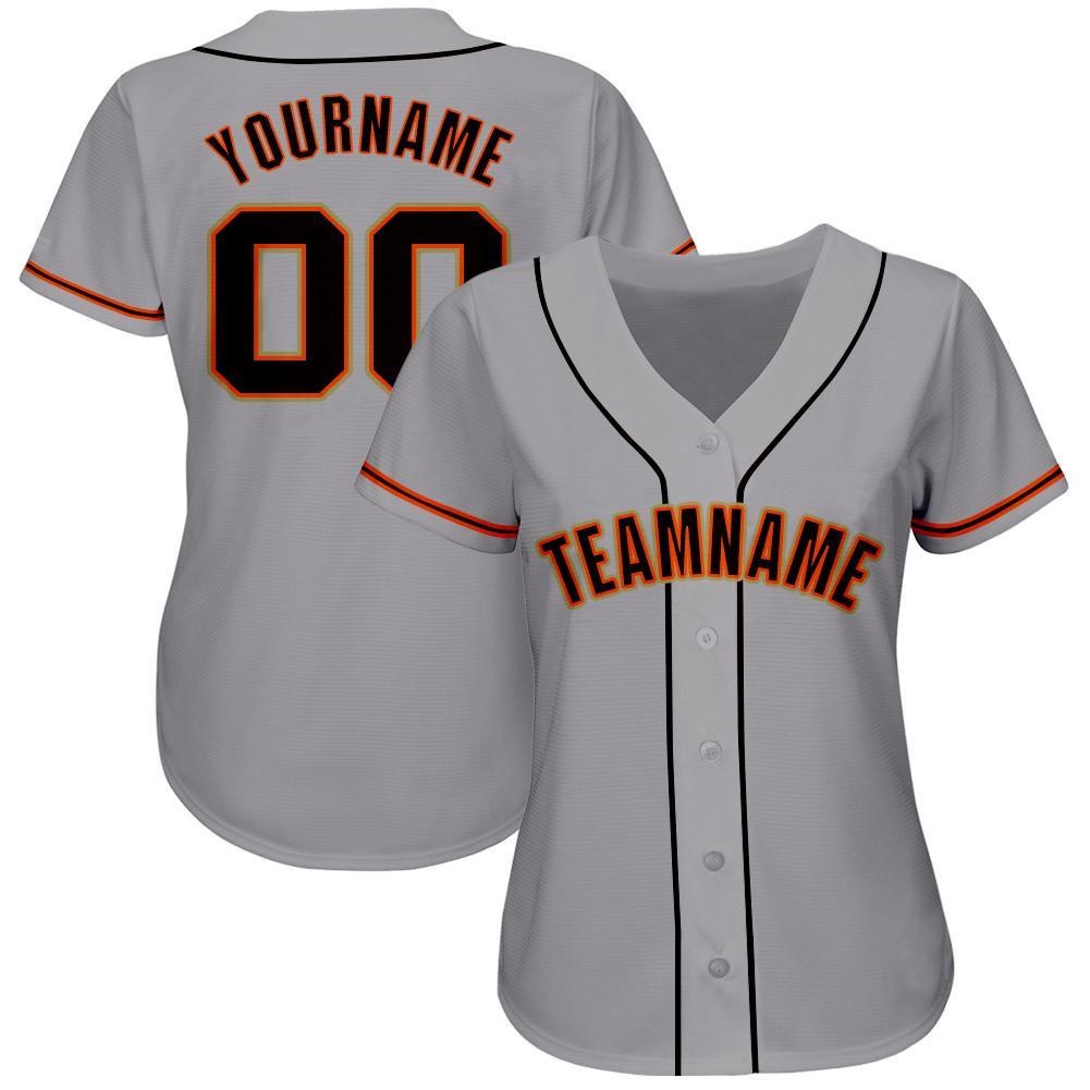 custom gray black orange baseball jersey sanfo0127