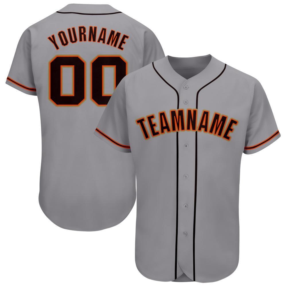 Custom Gray Black Orange-Old Gold Baseball Jersey photo 1