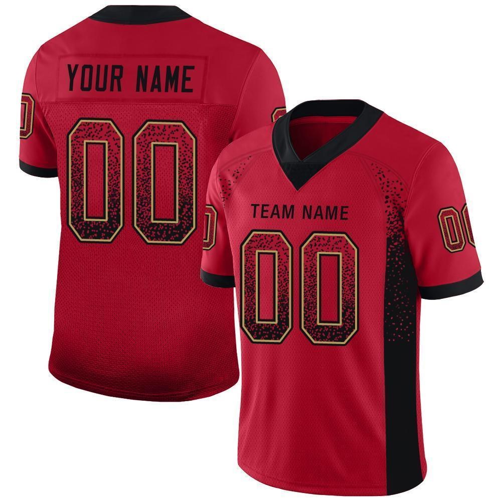 Custom Red Black-Old Gold Drift Fashion Football Jersey photo 1