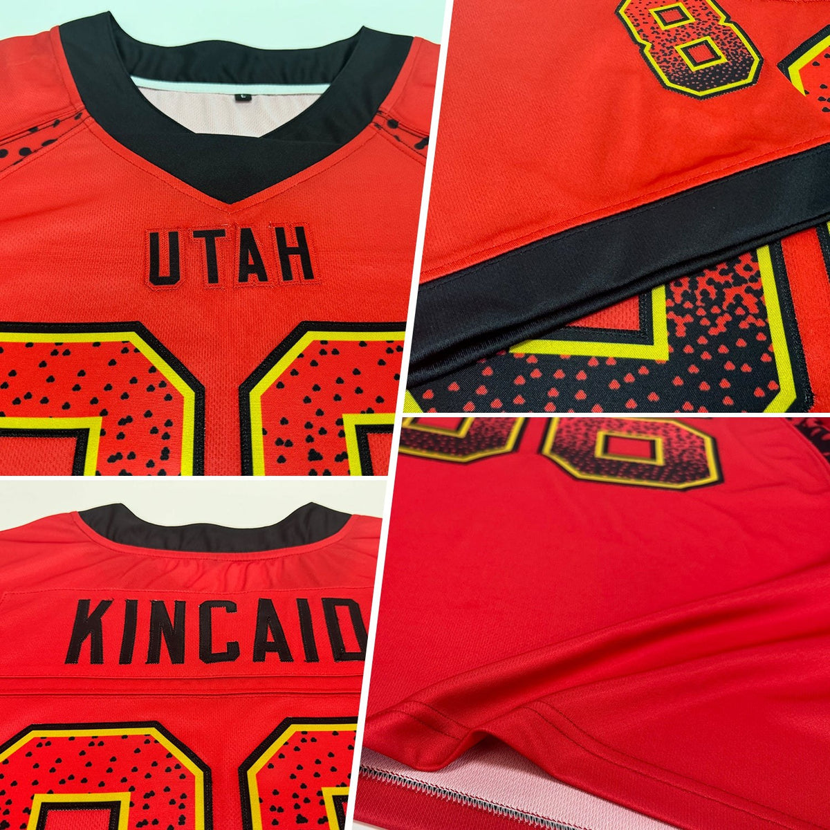 Custom Red Black-Old Gold Drift Fashion Football Jersey photo 2