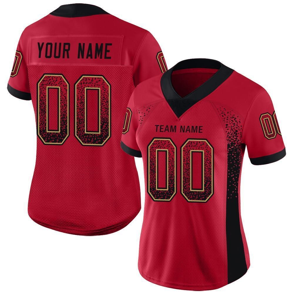 Custom Red Black-Old Gold Drift Fashion Football Jersey photo 3