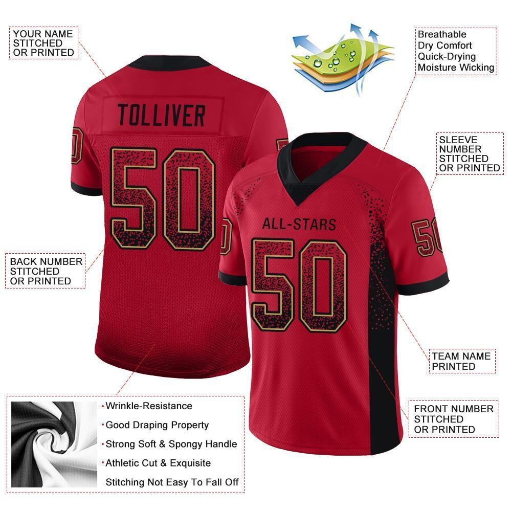 Custom Red Black-Old Gold Drift Fashion Football Jersey photo 4