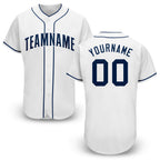 Custom White Navy Baseball Jersey
