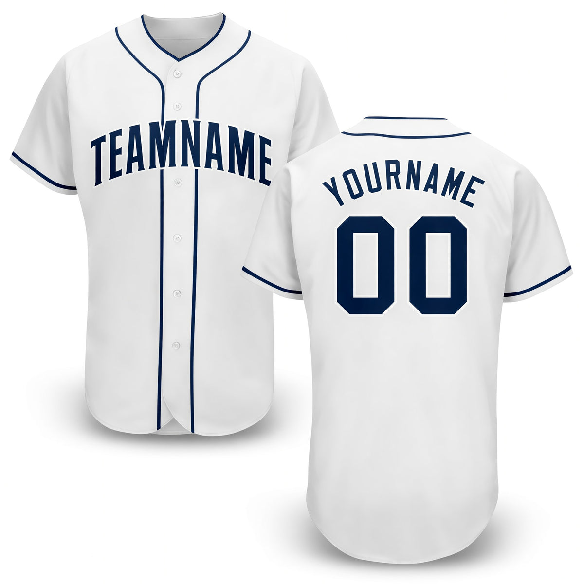 Custom White Navy Baseball Jersey