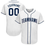 Custom White Navy Baseball Jersey photo 1