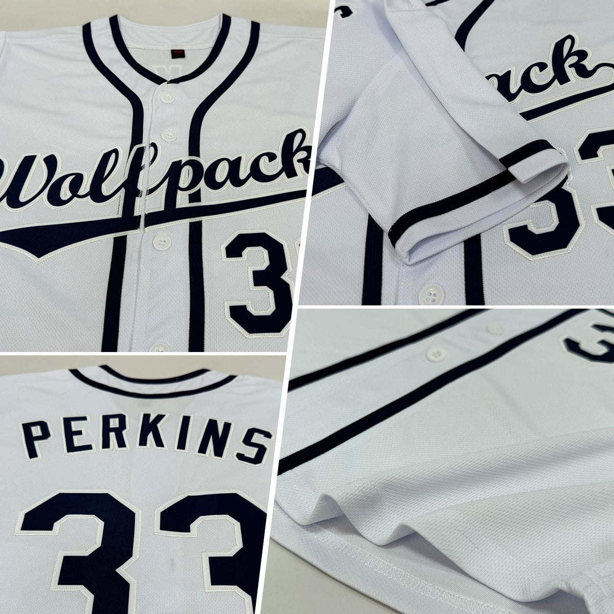 Custom White Navy Baseball Jersey photo 2