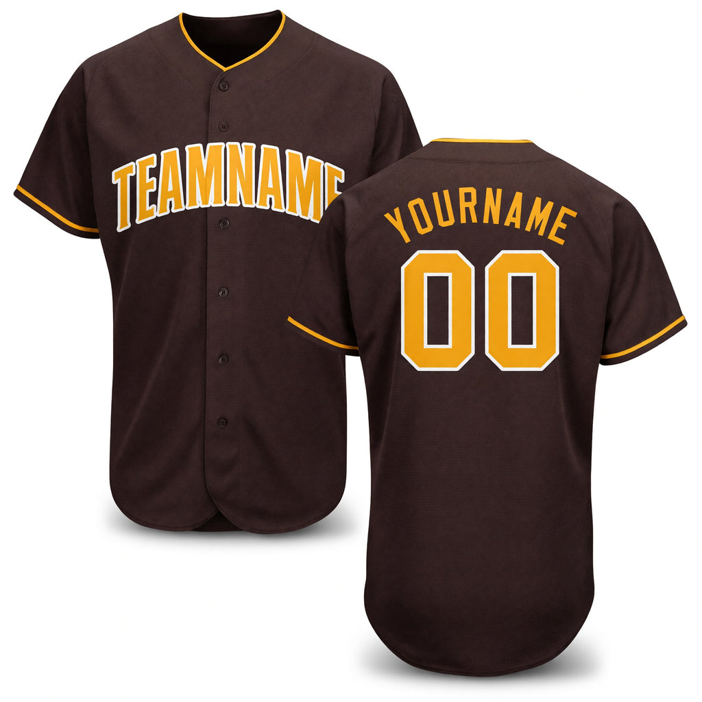 Custom Brown Gold-White Baseball Jersey