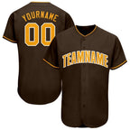 Custom Brown Gold-White Baseball Jersey photo 1