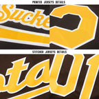 Custom Brown Gold-White Baseball Jersey photo 5