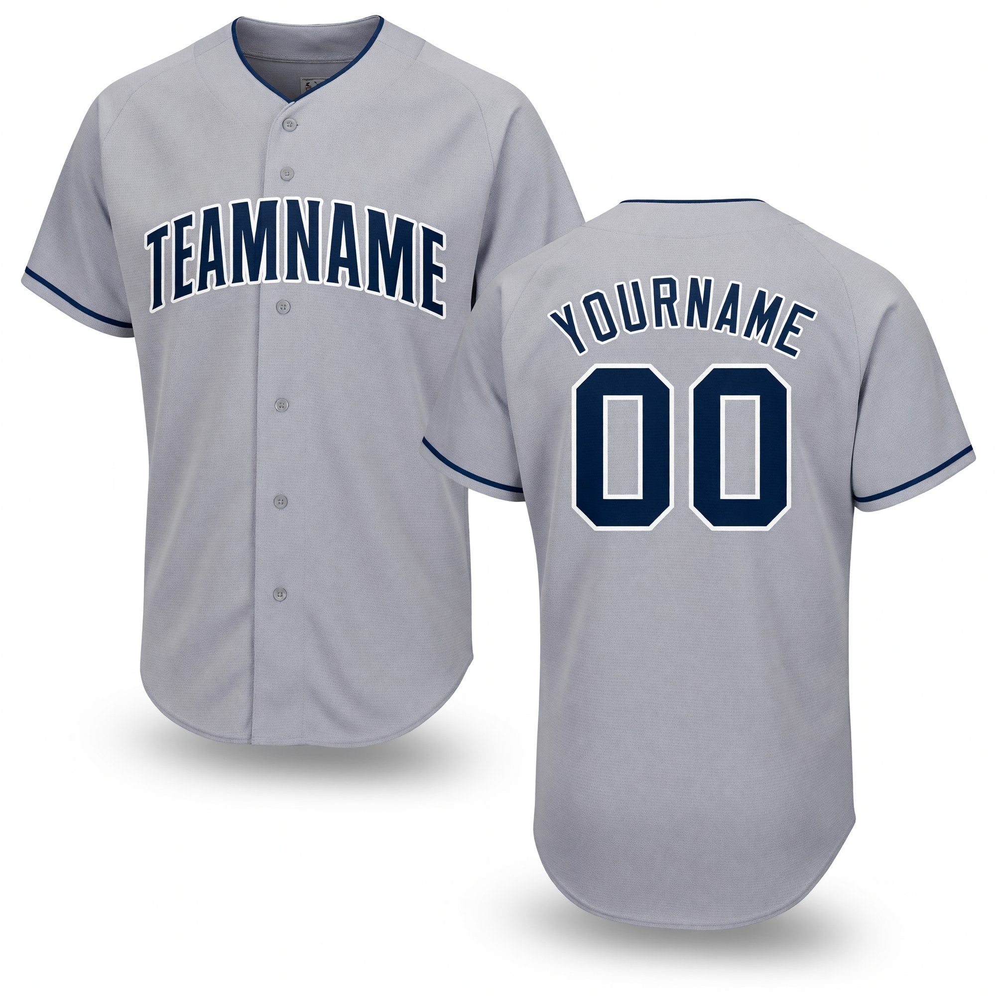 Custom Gray Navy-White Baseball Jersey