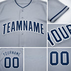 Custom Gray Navy-White Baseball Jersey detail