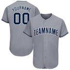 Custom Gray Navy-White Baseball Jersey photo 1