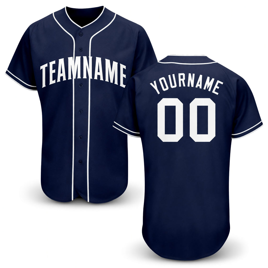 Custom Navy White Baseball Jersey