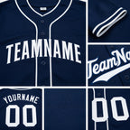 Custom Navy White Baseball Jersey detail