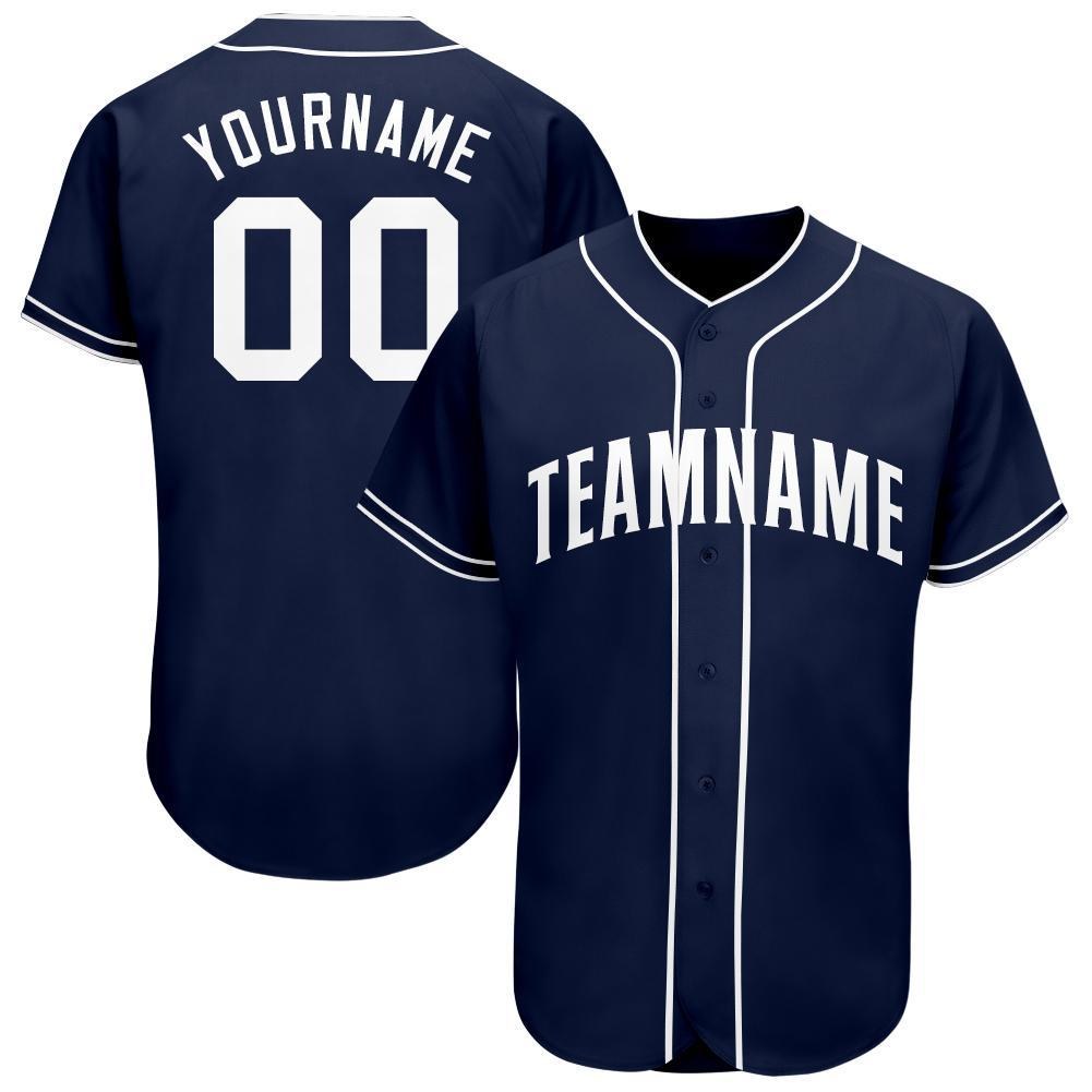 Custom Navy White Baseball Jersey photo 1