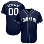 Custom Navy White Baseball Jersey photo 1