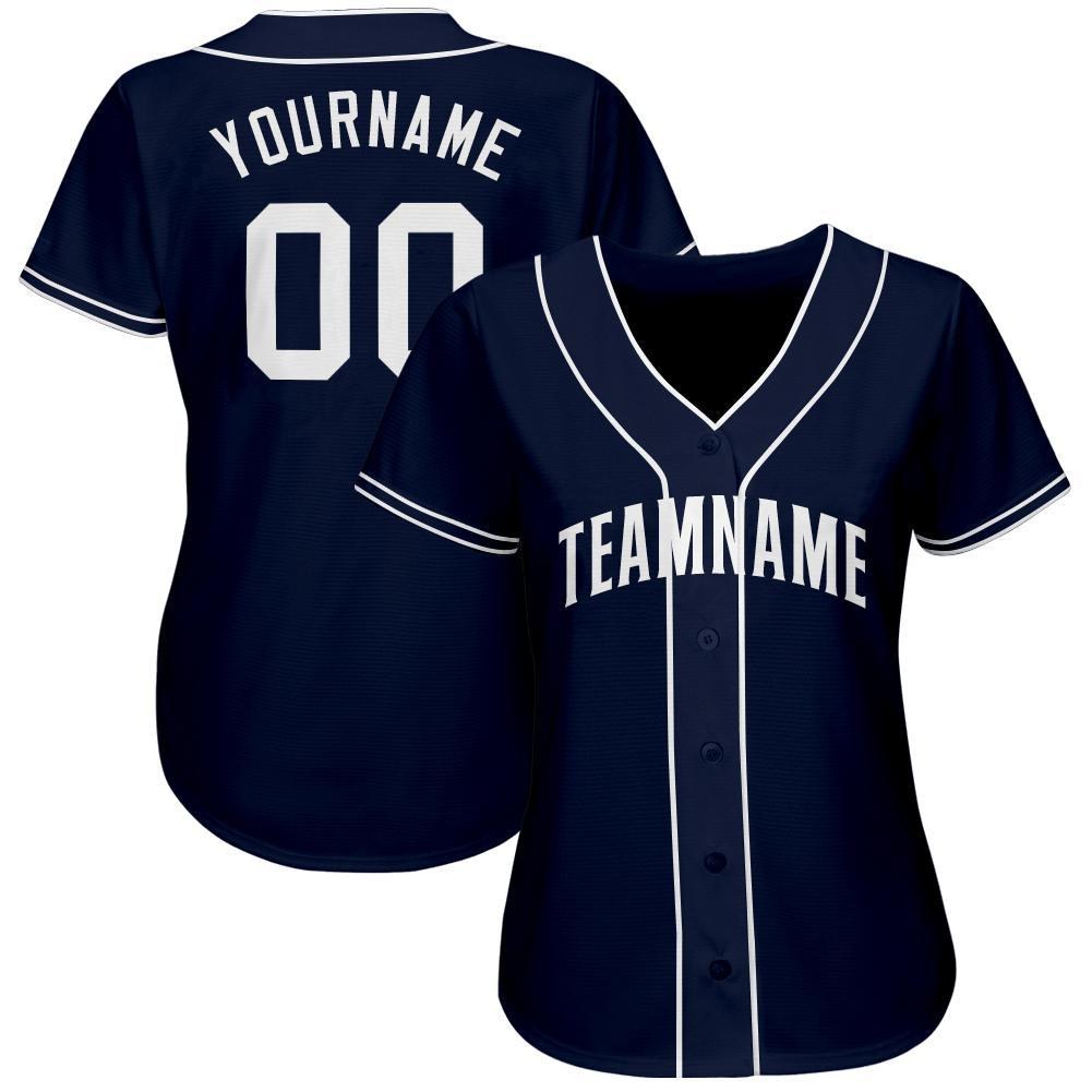 Custom Navy White Baseball Jersey photo 2
