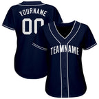 Custom Navy White Baseball Jersey photo 2