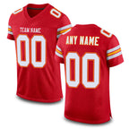 Custom Scarlet White-Gold Mesh Authentic Football Jersey