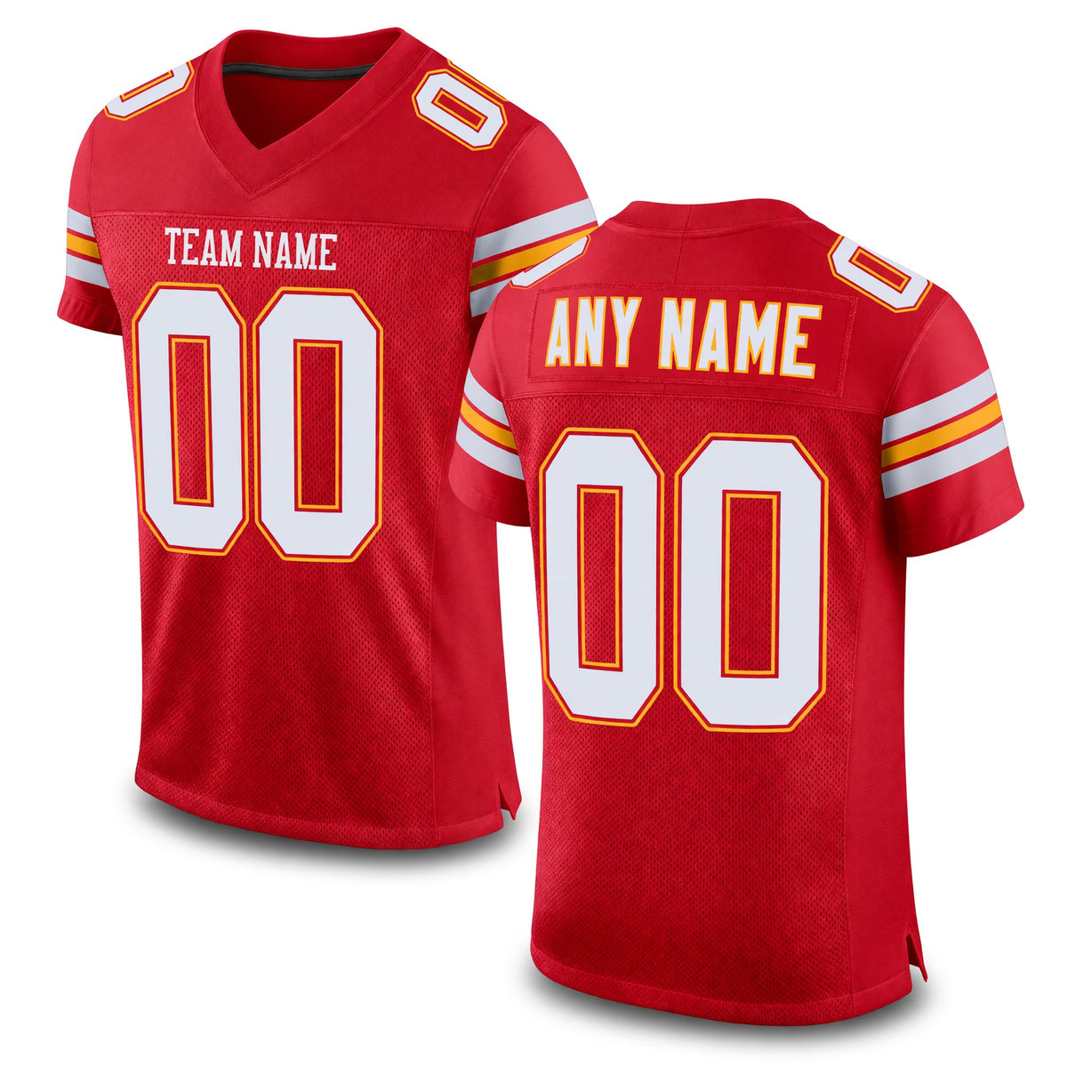 Custom Scarlet White-Gold Mesh Authentic Football Jersey