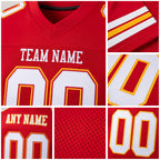 Custom Scarlet White-Gold Mesh Authentic Football Jersey detail
