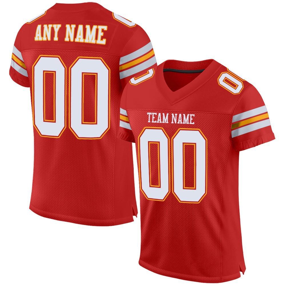 Custom Scarlet White-Gold Mesh Authentic Football Jersey photo 1