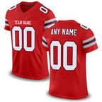 Custom Scarlet White-Black Mesh Authentic Football Jersey