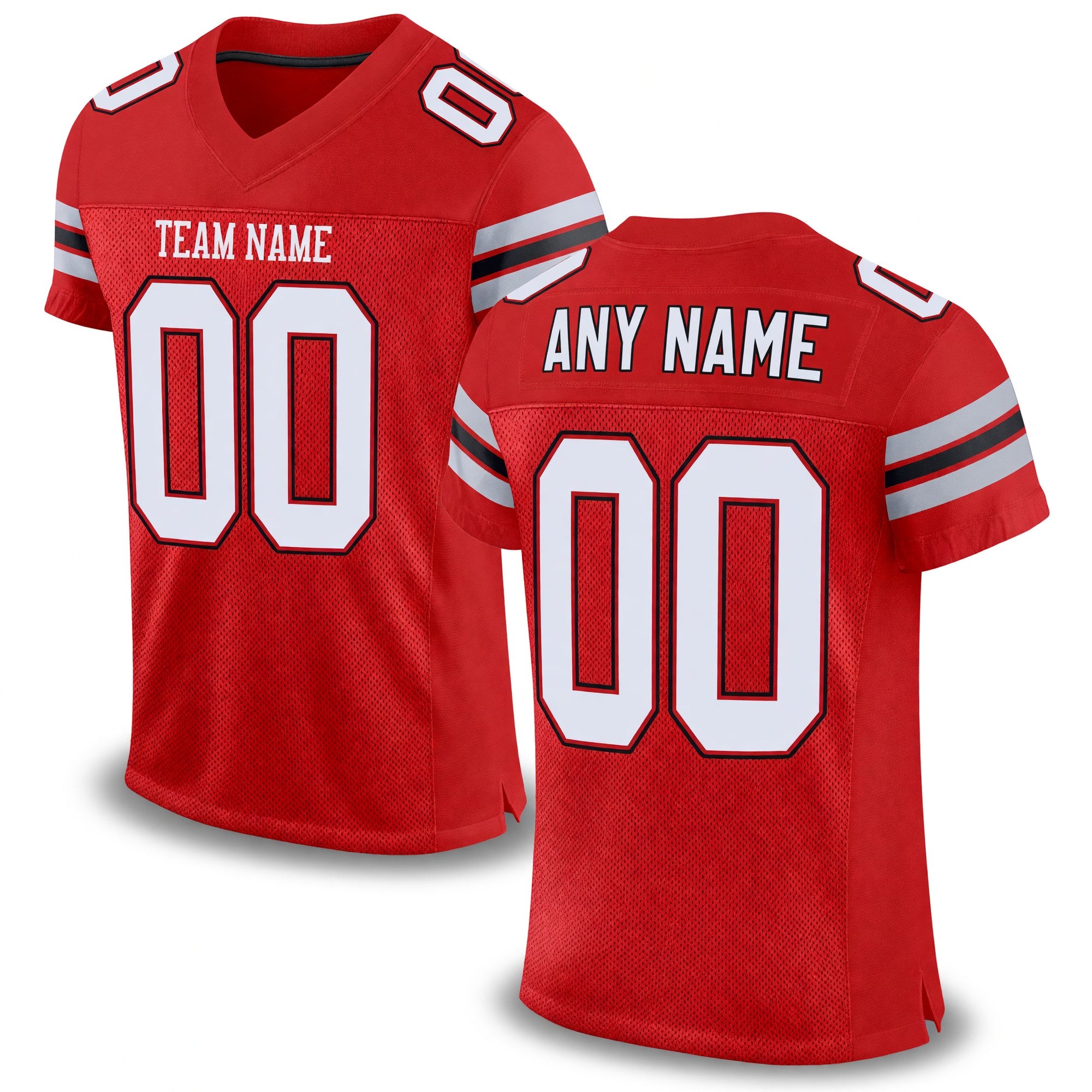 Custom Scarlet White-Black Mesh Authentic Football Jersey