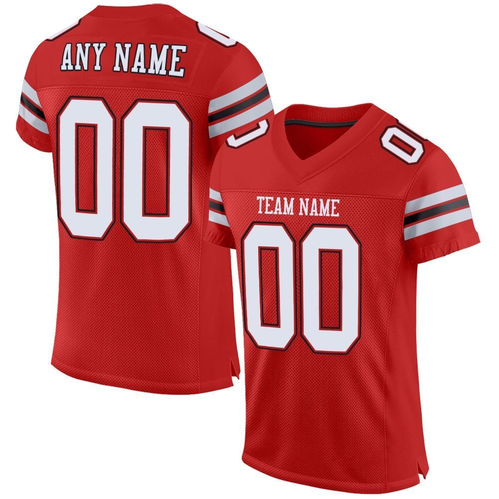 Custom Scarlet White-Black Mesh Authentic Football Jersey photo 1