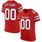 Custom Scarlet White-Black Mesh Authentic Football Jersey photo 1