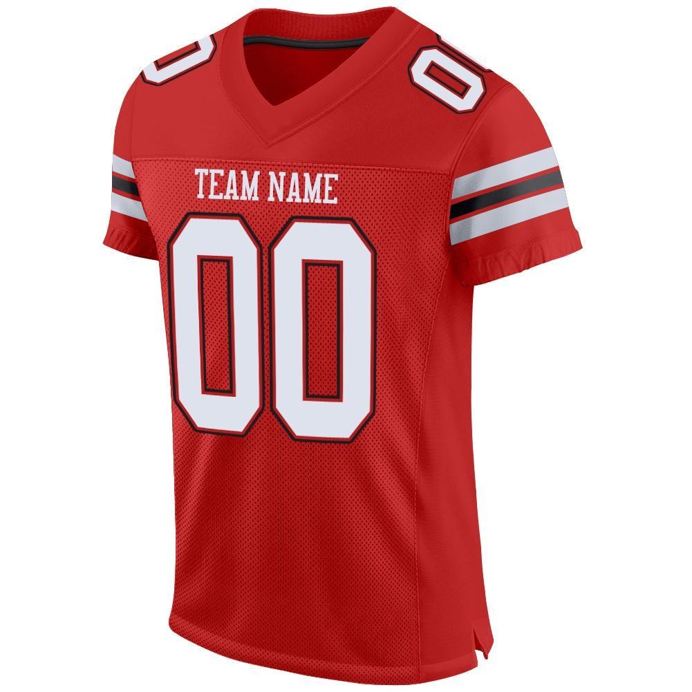 Custom Scarlet White-Black Mesh Authentic Football Jersey photo 2