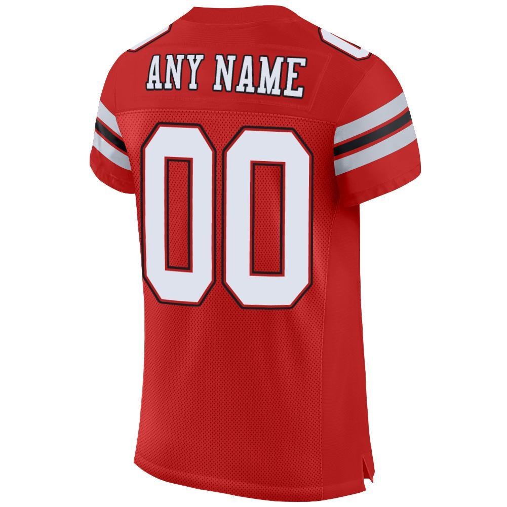 Custom Scarlet White-Black Mesh Authentic Football Jersey photo 3